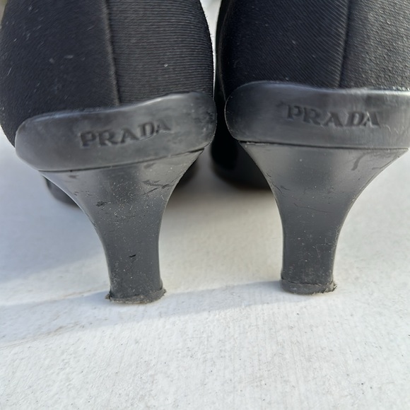 PRADA SPORT | Black Nylon Pointed Toe Kitten Heel Ankle Boots - Picture 9 of 12